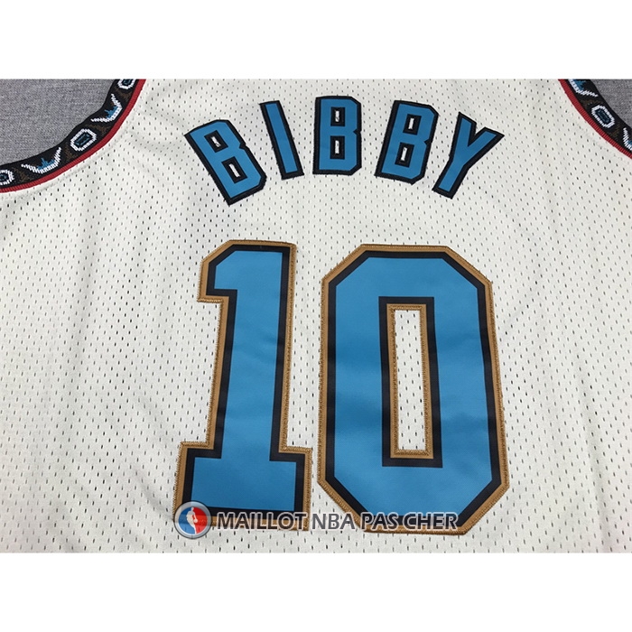 Maillot Memphis Grizzlies Mike Bibby NO 10 Mitchell & Ness Chainstitch Creme